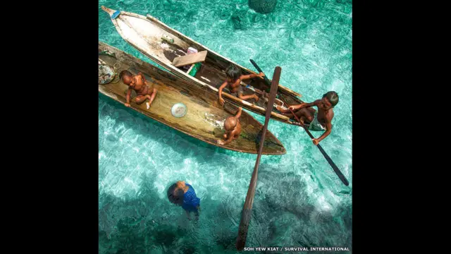 جنوب مشرقی ایشیا میں باجاؤ قبائل کی یہ تصویر سو یو کیات نے لی تھی جو اس سال کے سروائیول انٹرنیشنل کے مقابلے میں سرفہرست رہی۔ یہ قبائلی سانس روک کر پانچ منٹ تک زیر آب رہ کر مچھلی کا شکار کر لیتے ہیں۔ ملائیشیا اور انڈونیشیا میں انھیں سمندری خانہ بدوش کہا جاتا ہے اور یہ لوگ غوطہ خوری کی قدرتی صلاحیت کی وجہ سے مشہور ہیں۔