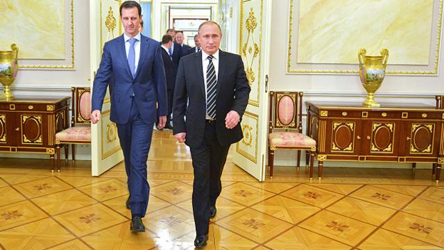 Президенты Башар Асад и Владимир Путин