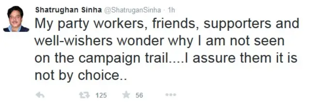 'शॉट्गन' ने फिर ट्वीट के ज़रिए साधा निशाना.