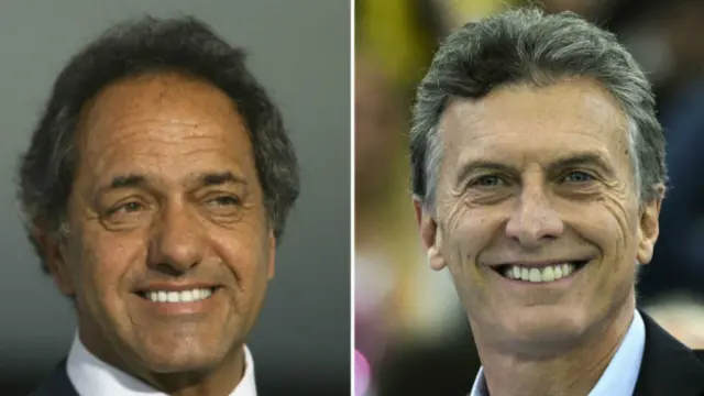 Кандидаты в президенты Аргентины Даниэль Сциоли и Маурисио Макри