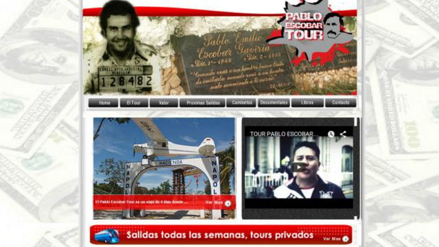 Site oferecendo Pablo Escobar Tour