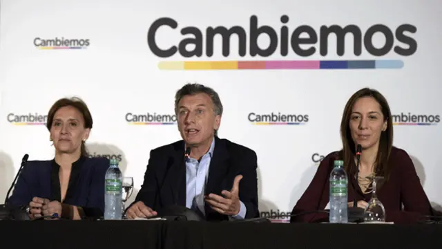 Gabriela Michetti, Mauricio Macri y María Eugenia Vidal.
