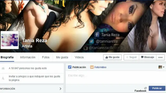 Página de Facebook de la conductora Tania Reza