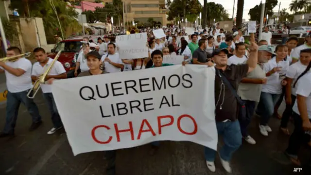 Protesta en Sinaloa para exigir la liberación de El Chapo, en 2014