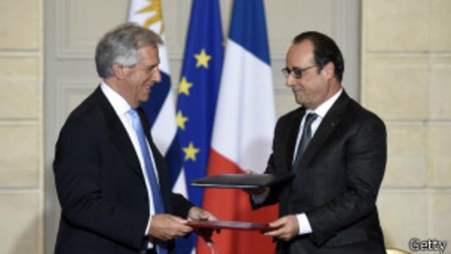 Tabaré Vázquez (izquierda) y François Hollande (derecha).