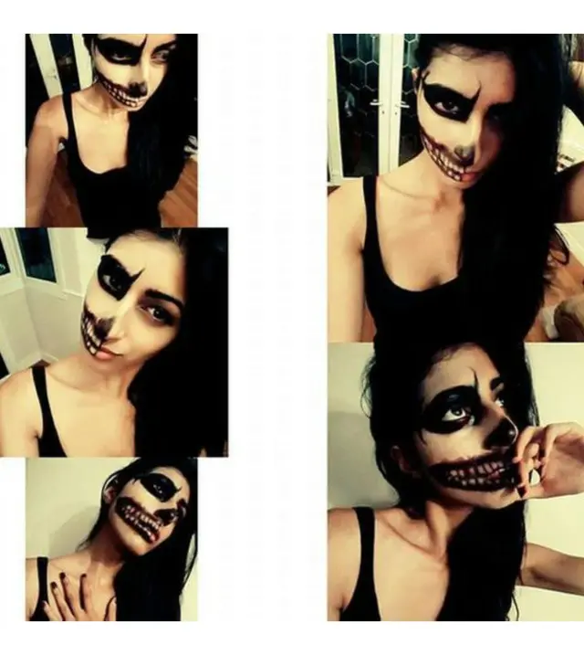讀者Amandeep Dhami給BBC發來自己萬聖節的化妝照，她肯定能嚇唬不少人