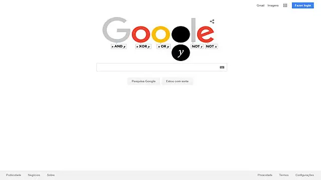 O logotipo do Google ilustra as portas lógicas usadas em computação e que são derivadas das funções de Boole: as letras se acendem baseadas na lógica das portas abaixo delas