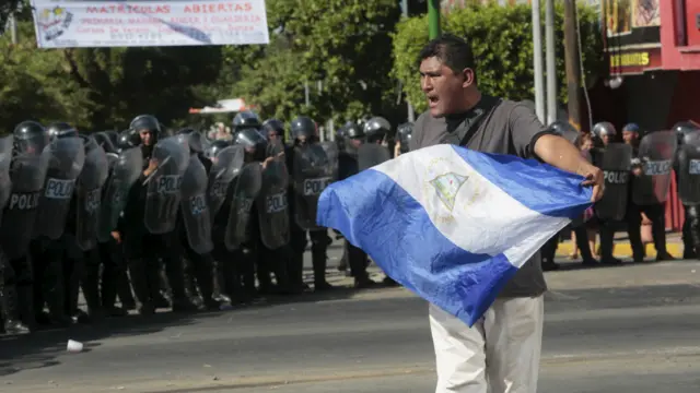尼加拉瓜示威者反对兴建大运河