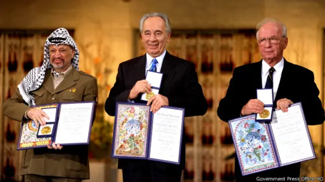 رابين وبيريز وعرفات