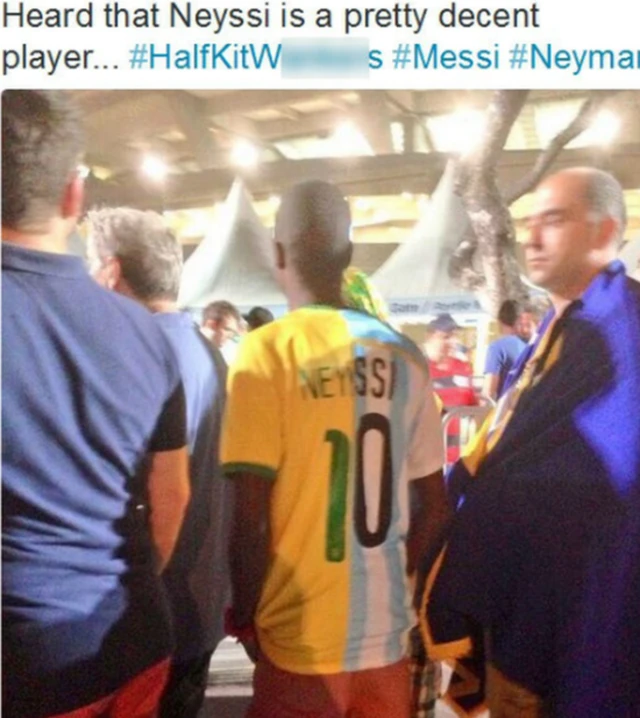"Escuché que Neyssi es un jugador bastante decente", fue el mensaje en este tuit con la camiseta de los astros brasileño y argentino.
