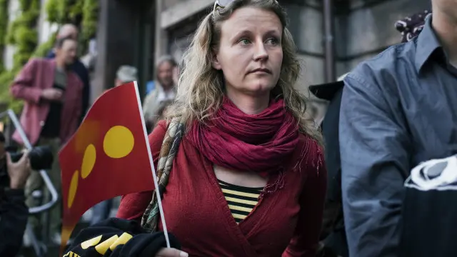 Una mujer en una manifestación en Christiania