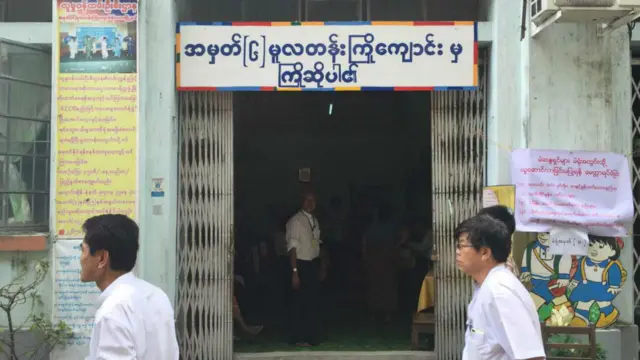 仰光唐人街的投票站