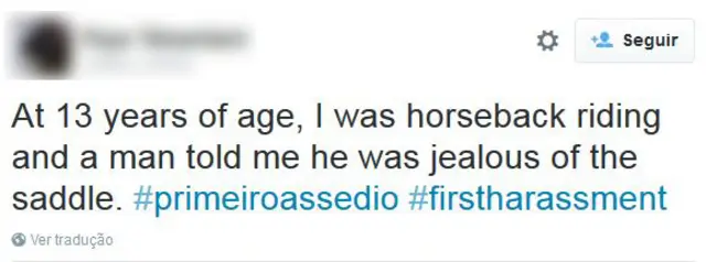 "Aos 13 anos, eu estava andando a cavalo e um homem me disse que tinha inveja da sela"