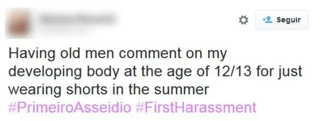 "Homens mais velhos comentavam sobre corpo de 12/13 anos em desenvolvimento só porque eu usava shorts no verão"