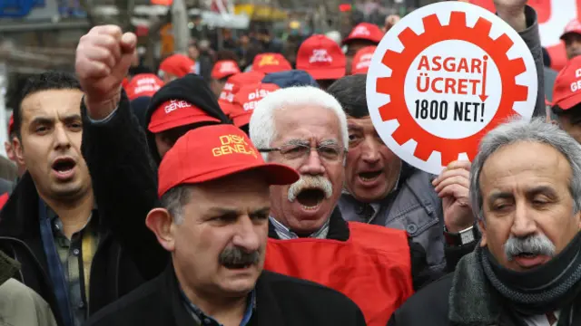 DİSK, 2014'te düzenlediği eylemlerde net asgari ücretin 1800 TL olması gerektiğini söylüyordu.