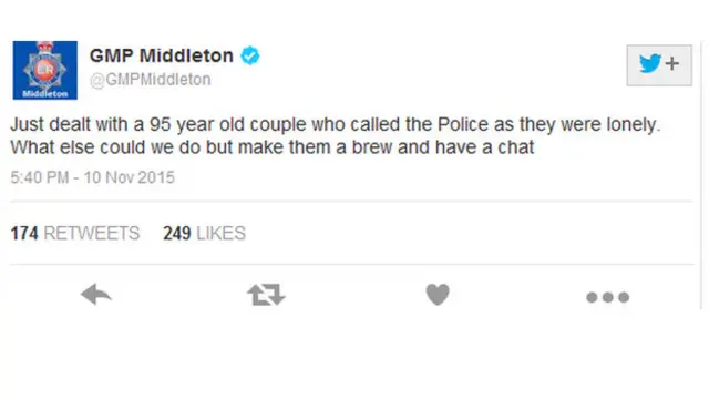 گریٹر مانچسٹر پولیس کی یہ ٹویٹ سوچل میڈیا پر کئی بار شیئر کی گئی ہے