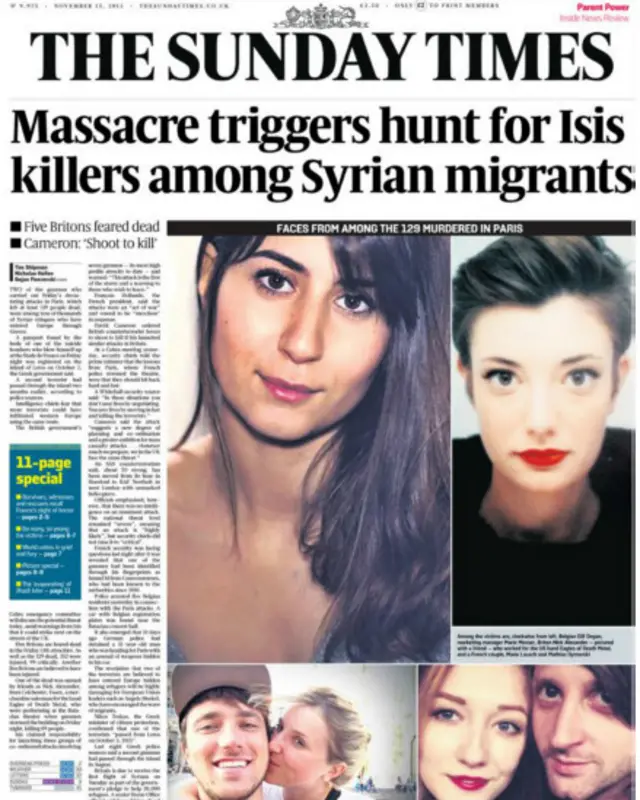 İngiliz gazetesi Sunday Times dün Elif Doğan'ın fotoğrafını manşetine taşıdı. 