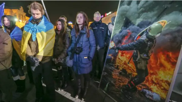 Участники демонстрации в Киеве