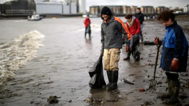 志愿者参与了河流清理活动。鱼儿重新回到了泰晤士河的怀抱