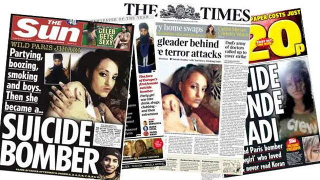 Hasna Aitboulahcen en las portadas de los diarios británicos.