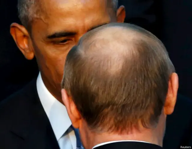 Барак Обама и Владимир Путин на саммите G20 в Анталье 15 ноября 2015 г.