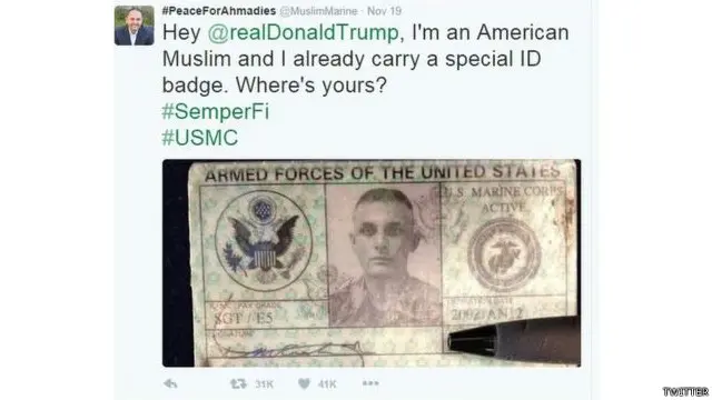 "Saya Muslim Amerika dan saya sudah memiliki identitas khusus. Mana identitas khusus Anda?"