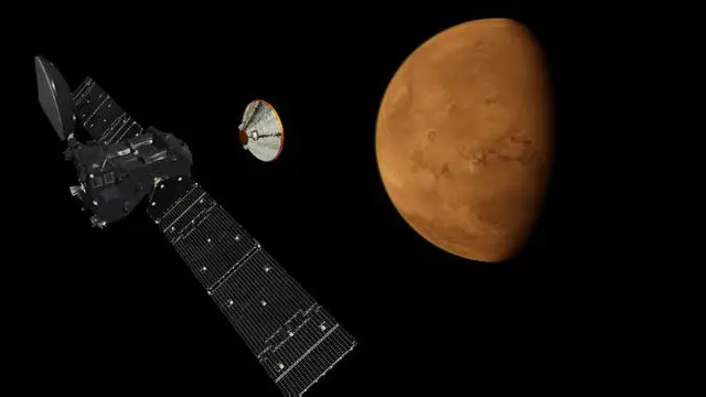 Ilustrasi satelit mengorbit Mars.