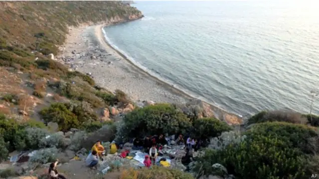 ساحل بودروم يعتبر احد المعابر الرئيسية للمهاجرين