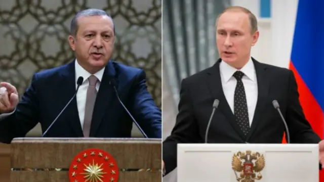 Tổng thống Erdogan (trái) đề nghị gặp mặt, nhưng Nga nói Thổ Nhĩ Kỳ phải xin lỗi trước khi ông Putin chấp nhận gặp gỡ