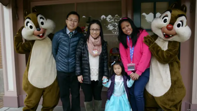 林錦華一家與Marites一起到香港迪士尼樂園遊玩