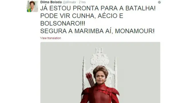 Em 30 de setembro, Dilma Bolada disse que Dilma não precisa de seu apoio, já que "tem o do PMDB para que se mantenha no cargo".
