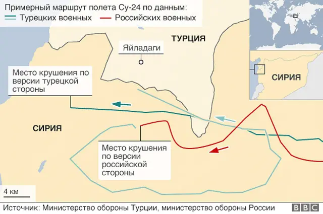 маршрут сбитого Су-24