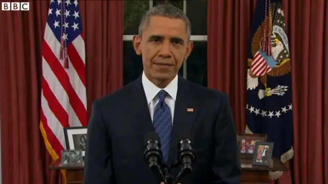 یہ براک اوباما کے دورِ صدارت میں صرف تیسرا موقع تھا کہ انھوں نےاوول آفس سے قوم سے خطاب کیا