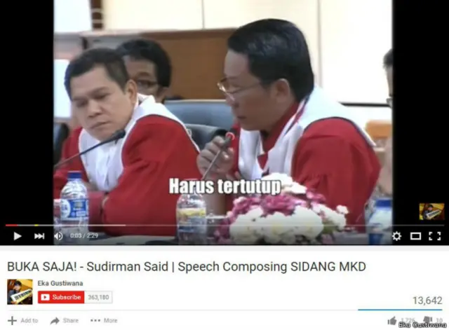 Eka Gustiwana dikenal telah membuat berbagai video dengan teknik speech composing, salah satu yang terkenal adalah video penyiar berita Jeremy Teti yang 'bernyanyi' tentang bahan bakar minyak. 