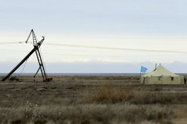 Поврежденная ЛЭП в Херсонской области