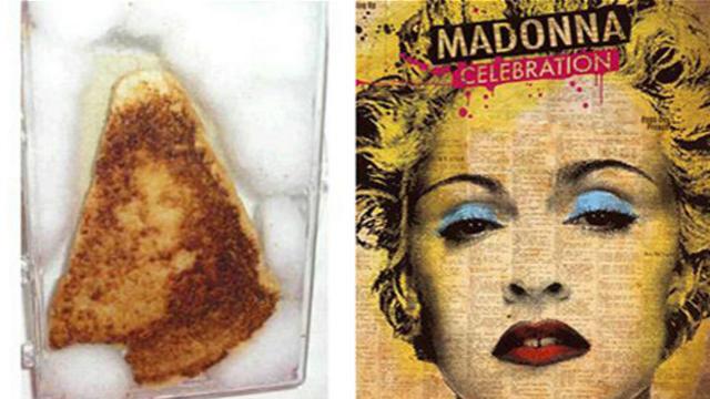 Лицо на тосте и портрет певицы Мадонны