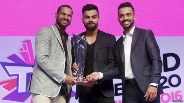 शिखर धवन, विराट कोहली और अजिंक्य रहाणे