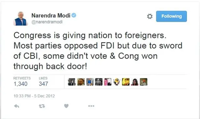 प्रधानमंत्री नरेंद्र मोदी का सीबीआई संबंधित ट्वीट