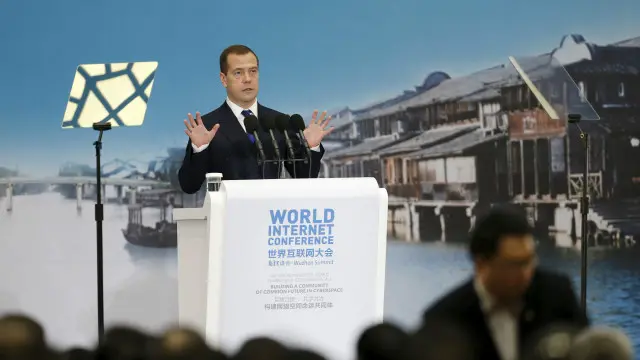 俄羅斯總理梅德韋傑夫在世界互聯網大會上發言