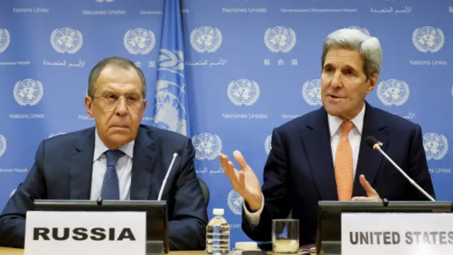 وزيرا خارجية أمريكا وروسيا خلال جلسة التصويت