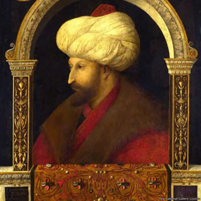 Gambar Sultan Mehmed II, yang menyerang Konstantinopel pada Mei 1453 (The National Galery, London)