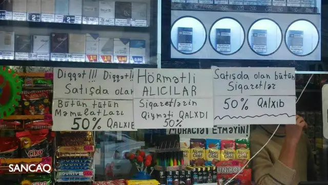 Sancaq production Facebook-da paylaşaraq köşklərdə ərzaq və siqaretin qiymətinin 50% qalxdığını bildirib