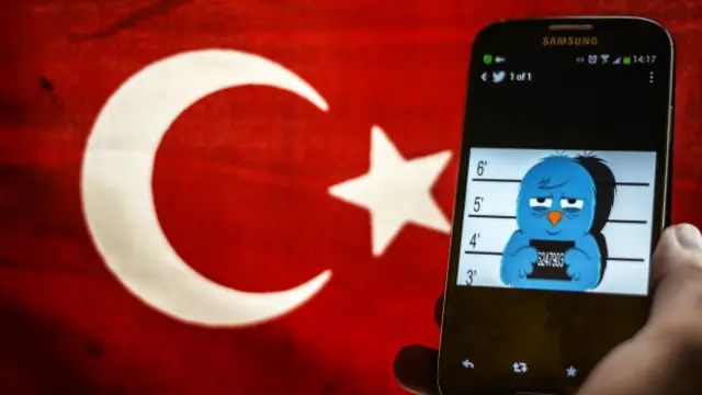 Значок "Твиттера" на фоне турцкого флага 