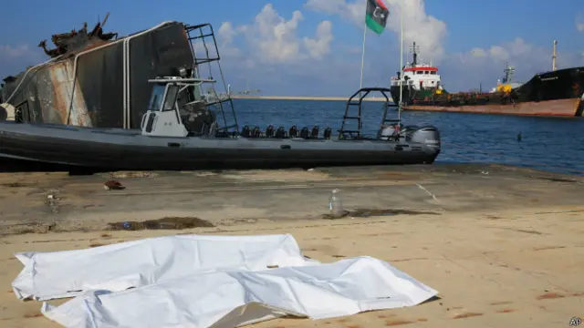 利比亞海岸衛隊發現的兩具難民遺體