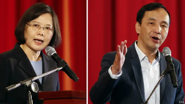 Bài Thái Anh Văn (trái) dẫn trước ông Eric Chu (phải)