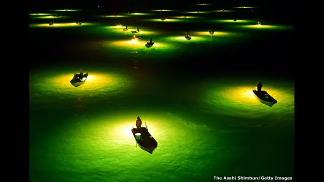 Ночные рыбаки, Япония. Фото: Асахи Симбун.