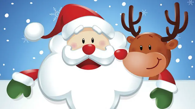 Санта и олень Руди