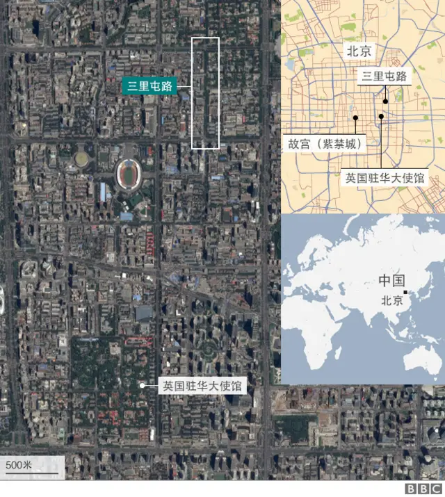 卫星地图：北京三里屯