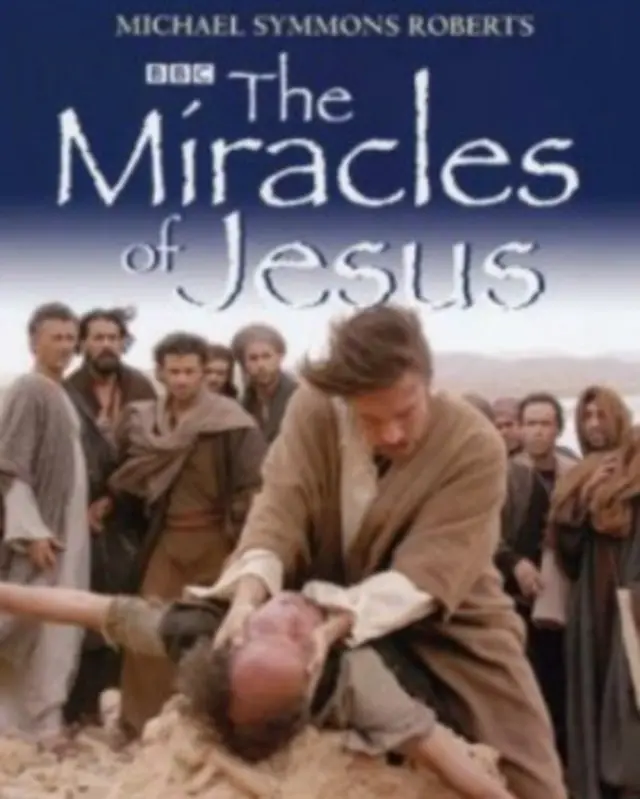 تصویر روی جلد کتاب «معجزات عیسی» (The Miracles if Jesus)، تألیف مایکل سایمونز رابرتز (Michael Symmons Roberts)، از انتشارات بی بی سی. در این معجزه حضرت عیسی در حال بیرون آوردنِ جنّ از بدنِ شخص مبتلا به بیماری صرع (Epilepsy) است.