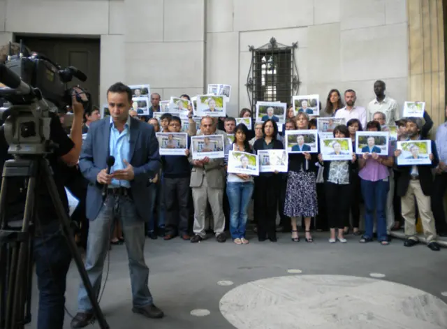 اعتراض کارکنان بخش فارسی بی‌بی‌سی به بازداشت اورونبای عثمانف، خبرنگار بی‌بی‌سی در تاجیکستان 